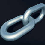 Here's an alt tag for the image: Shiny metal chain links.